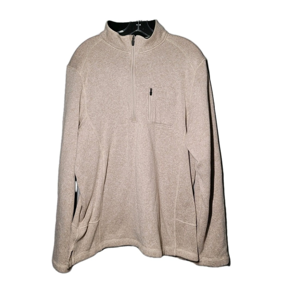 Woolrich Sweater Men XXLarge Beige Angler 1/4 Zip Fleece Knit Pullover Mock Neck